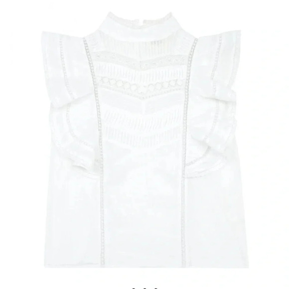 Hartford Girl’s Hedine White Flutter Sleeve Top - Picture 7 of 9